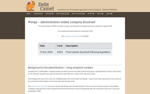 Wonga - administration has ended and the company is being ...