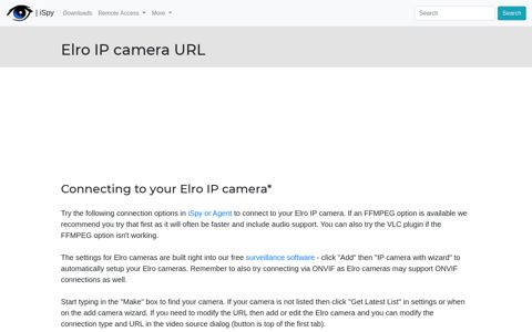 Connect to Elro IP cameras