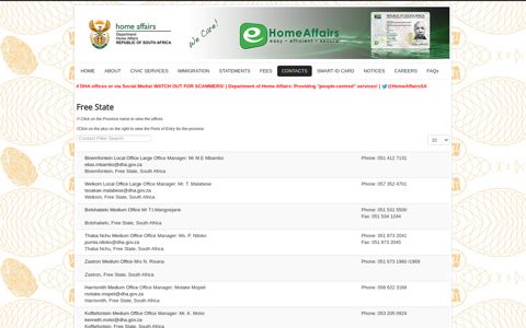 Free State Province - Department of Home Affairs