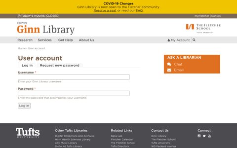 Log in - Ginn Library - Tufts University
