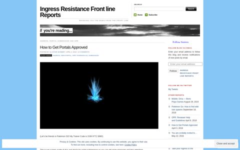 How to Get Portals Approved | Ingress Resistance Front line ...