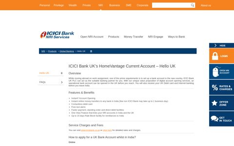 ICICI Bank UK's HomeVantage Current Account – Hello UK