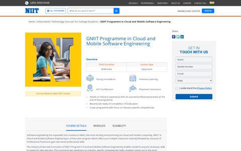 GNIIT Programme in Cloud and Mobile Software Engineering