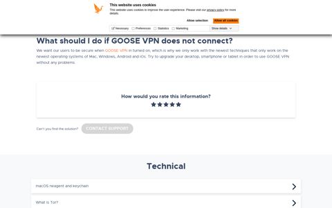 What should I do if GOOSE VPN does not connect? - GOOSE ...