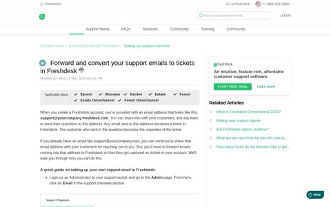 Forward and convert your support emails to tickets in Freshdesk