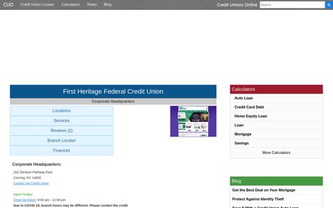 First Heritage Federal Credit Union - Credit Unions Online