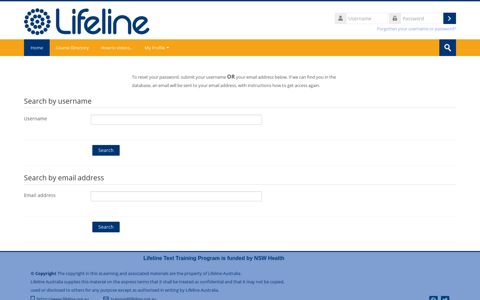 Forgotten your username or password? - Lifeline e-Learning