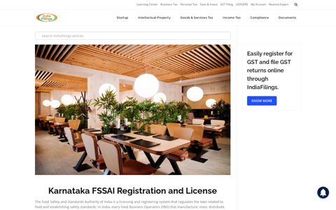 Karnataka FSSAI Registration and License - IndiaFilings