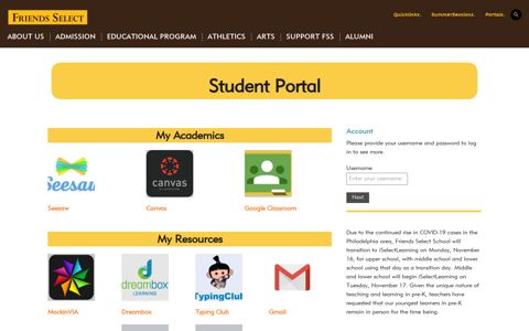 Student Portal - Friends Select School