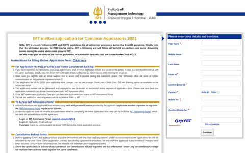 IMT Online Application Form