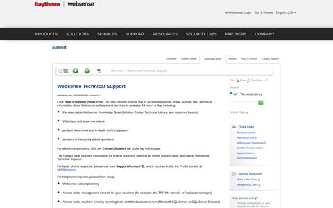 Websense Technical Support