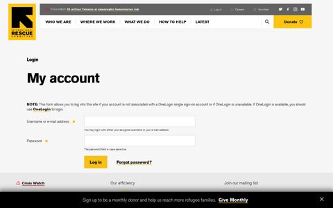 My account | International Rescue Committee (IRC)