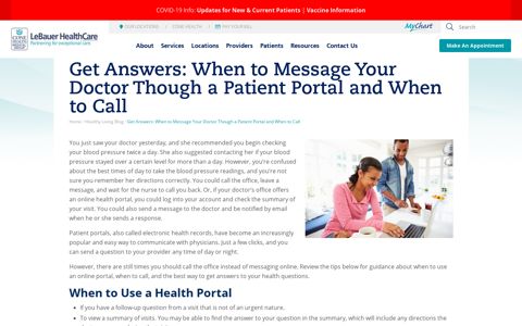 Get Answers: When to Message Your Doctor ... - LeBauer