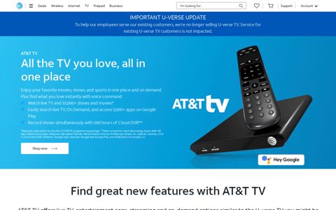 AT&T U-verse TV Official - Call 866-444-3615 for New TV