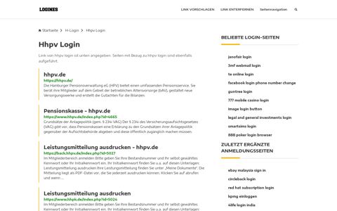 Hhpv Login | Allgemeine Informationen zur Anmeldung - Logines.de