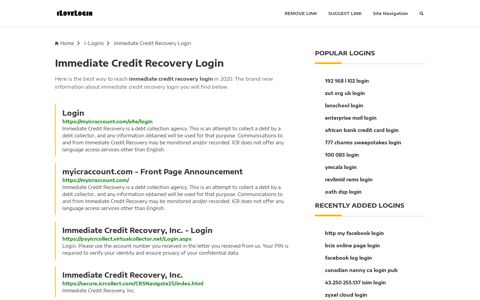 Immediate Credit Recovery Login ❤️ One Click Access - iLoveLogin