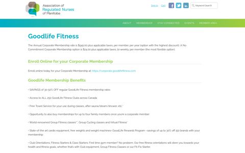 Goodlife Fitness - Association of Regulated Nurses of Manitoba