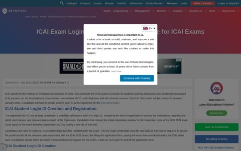 ICAI Exam Login 2020: Student Login Page for ICAI Exams