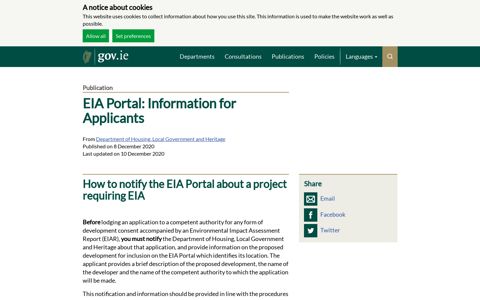 EIA Portal - Information for Applicants | Department of Housing ...