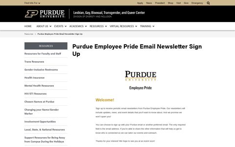Purdue Employee Pride Email Newsletter Sign Up - Lesbian ...