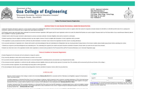 GEC Goa, Employee, Login - Goa College of Engineering