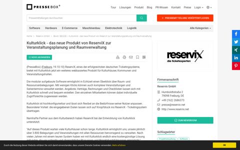 Kulturklick - das neue Produkt von ReserviX zur ... - PresseBox
