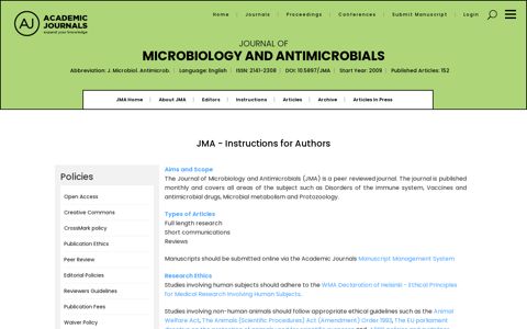 JMA - Instructions for Authors - Journal of Microbiology and ...
