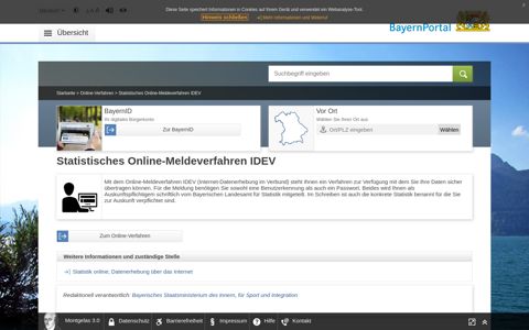 Statistisches Online-Meldeverfahren IDEV - BayernPortal
