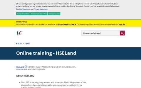 Online training - HSELand - healthservice.ie