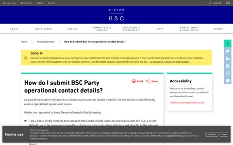How do I submit BSC Party operational contact details? - Elexon
