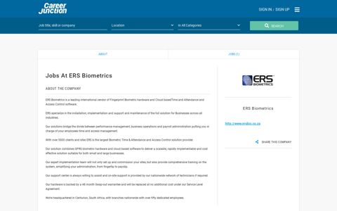 Jobs at ERS Biometrics | CareerJunction