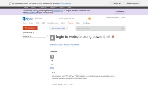 login to website using powershell - Microsoft Technet