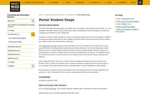 Portal: Student Usage | Harvey Mudd College
