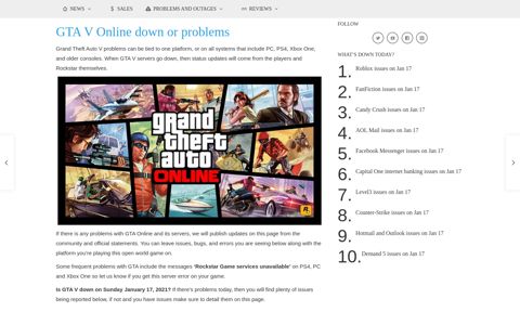 GTA V Online down or problems, Dec 2020