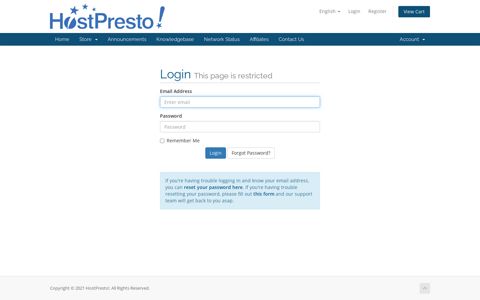 Client Area - HostPresto!