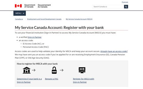 My Service Canada Account: Register with your bank ...