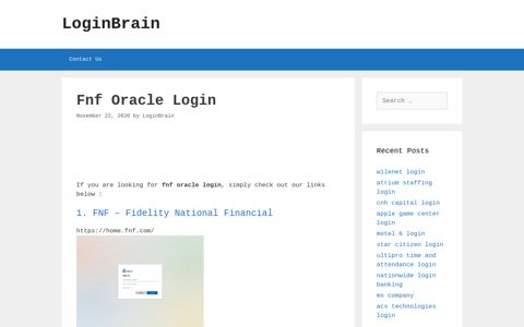 Fnf Oracle Fnf - Fidelity National Financial - LoginBrain