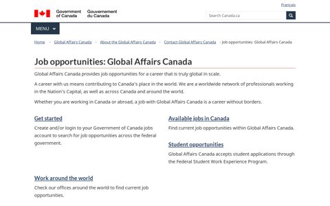 Job opportunities: Global Affairs Canada