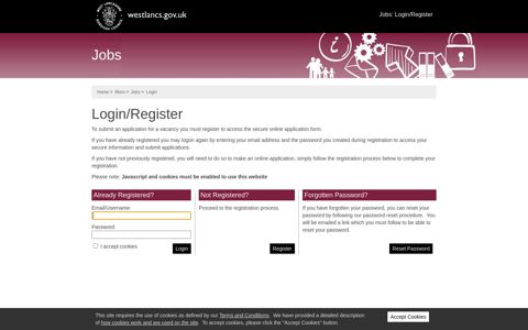 Login - Jobs at West Lancashire Borough Council