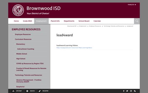 Employee Resources / lead4ward - Brownwood ISD