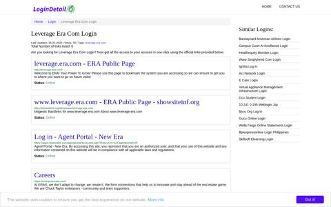Leverage Era Com Login leverage.era.com - ERA Public Page - http ...
