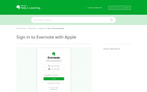 Sign in to Evernote with Apple – Evernote Help & Learning