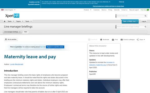 Maternity leave and pay | Line manager briefings | Tools ...