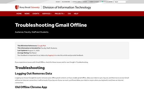 Troubleshooting Gmail Offline | Division of Information ...