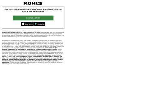 get 50 yes2you rewards points when you download the kohl's ...