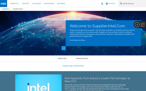 Welcome Intel Suppliers