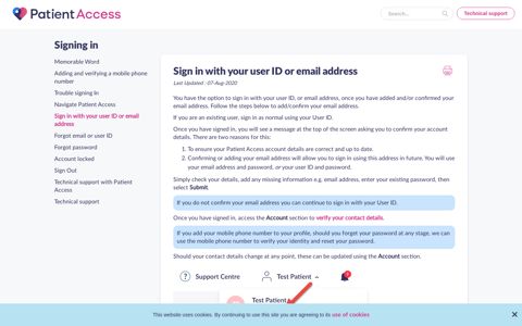 Sign in with your user ID or email address | Patient Access ...
