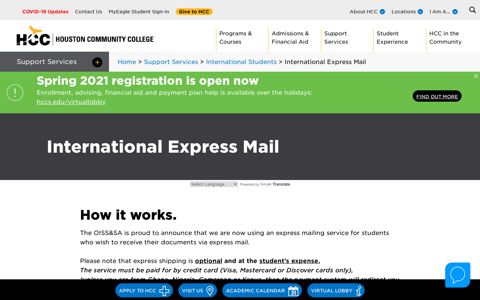 International Express Mail | Houston Community College - HCC