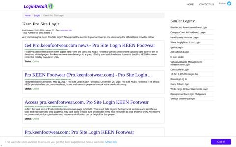Keen Pro Site Login - LoginDetail