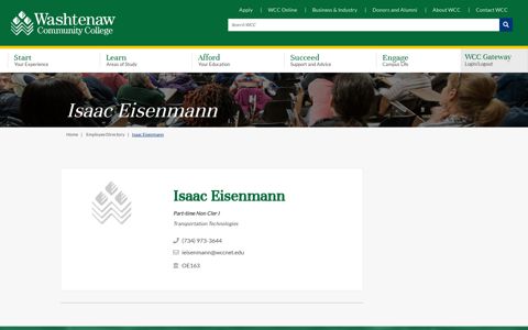 Isaac Eisenmann - Washtenaw Community College